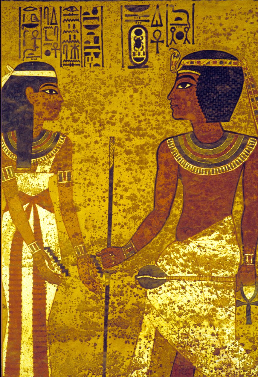 Forntida Egypten, Tutankhamon med sin fru, Tutankhamons grav, Thebe av Egyptian 18th Dynasty