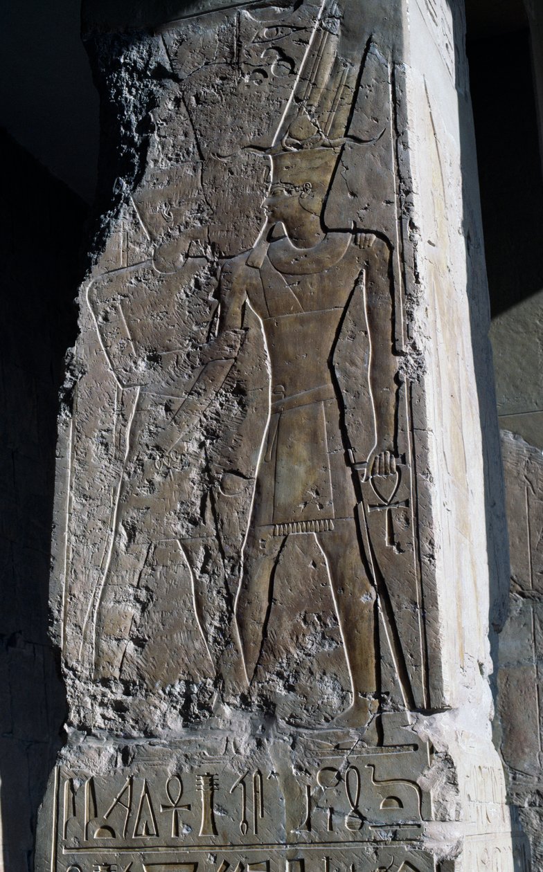 Basrelief, Drottning Hatshepsuts dödstempel, Djeser-Djeseru (det allra heligaste), Deir el-Bahri, Luxor, Thebe (UNESCO:s världsarvslista) av Egyptian 18th Dynasty