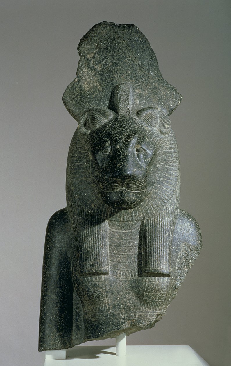 Byst av Sakhmet från en sittande staty, antingen från Mut Precinct eller bårhustemplet av Amenhotep III (granodiorit) av Egyptian 18th Dynasty
