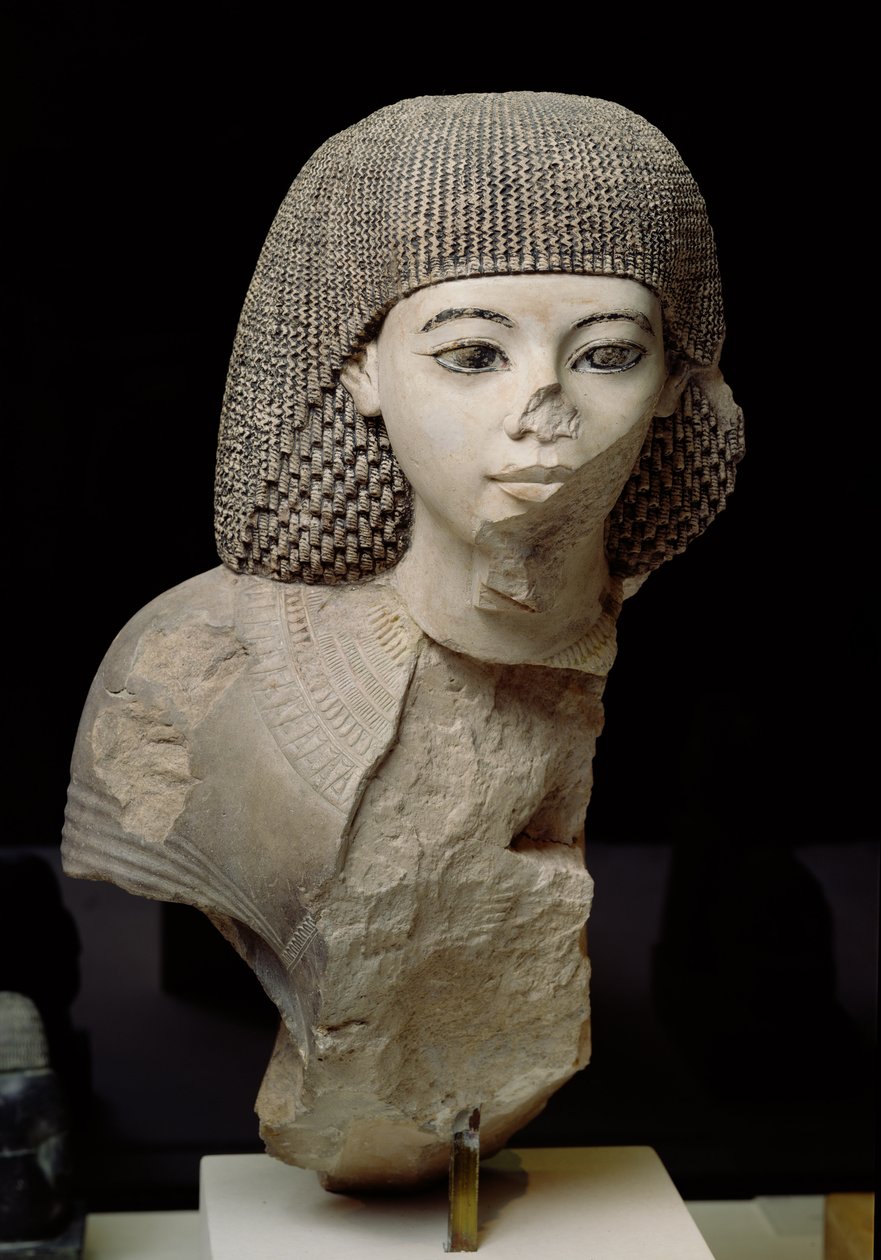 Byst av den kungliga skribenten, Meniou, Nya kungariket, ca 1391-53 f.Kr. (kalksten) av Egyptian 18th Dynasty
