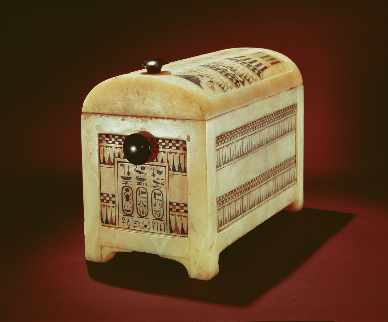 Kista, från Tutankhamons grav, Nya kungariket (målad alabaster) av Egyptian 18th Dynasty