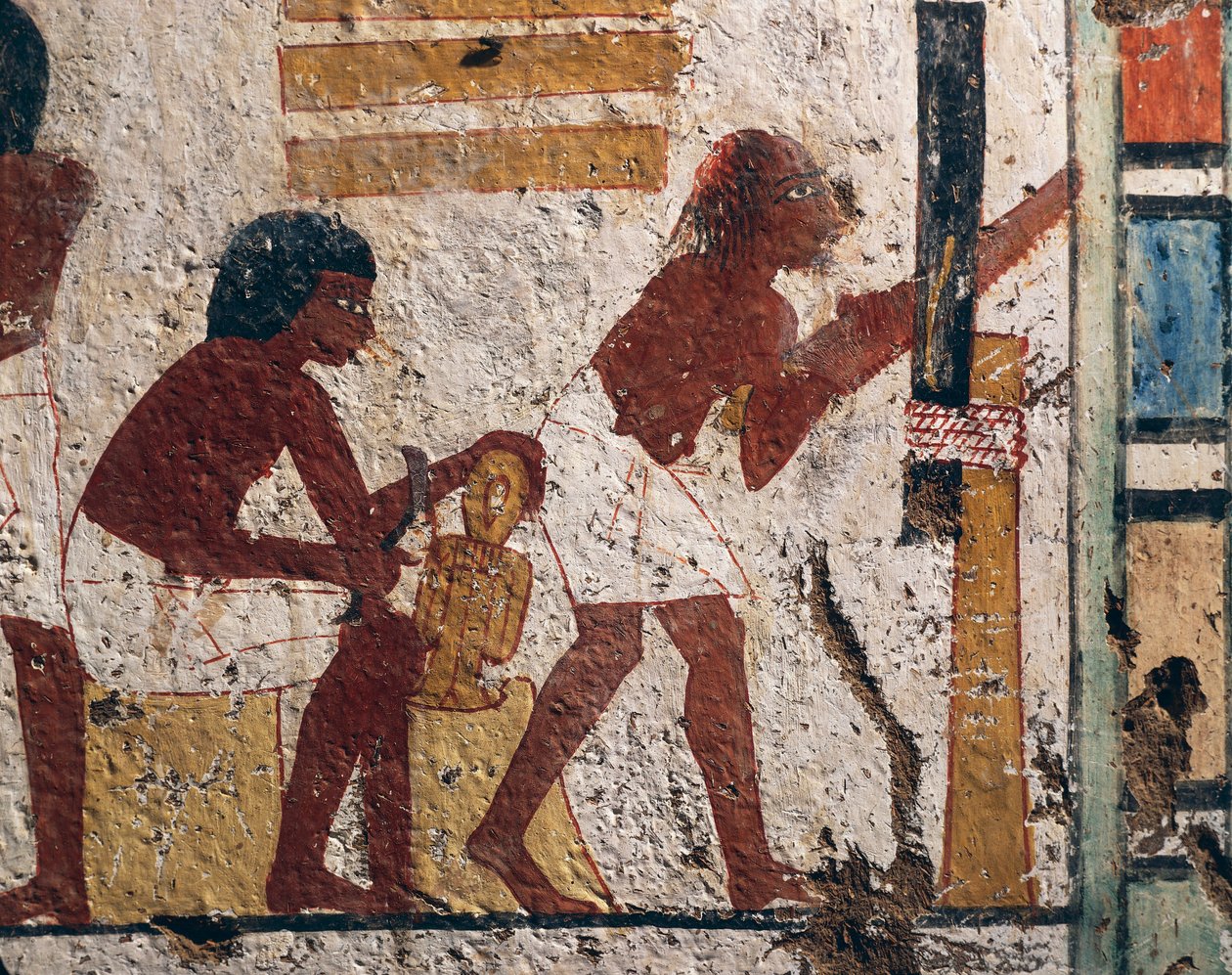 Egypten, Luxor, Västra Thebe, Adelsdalen. Nenamons och Ipukis grav. Fresk föreställande snickare på jobbet. (Nya kungariket, dynasti XVIII) av Egyptian 18th Dynasty