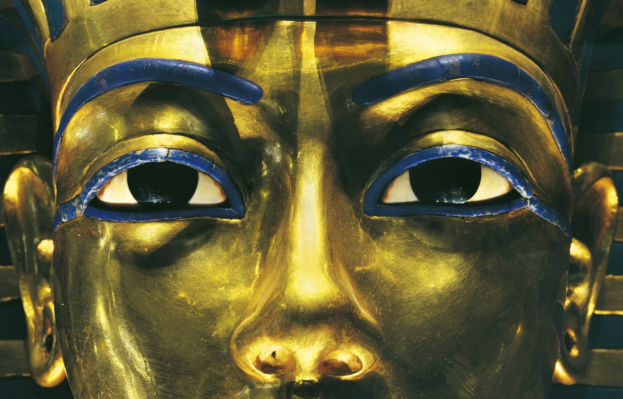 Egypten, Thebe, Luxor, Konungarnas dal, Tutankhamons grav, Tutankhamons skatter, faraos guldmask av Egyptian 18th Dynasty