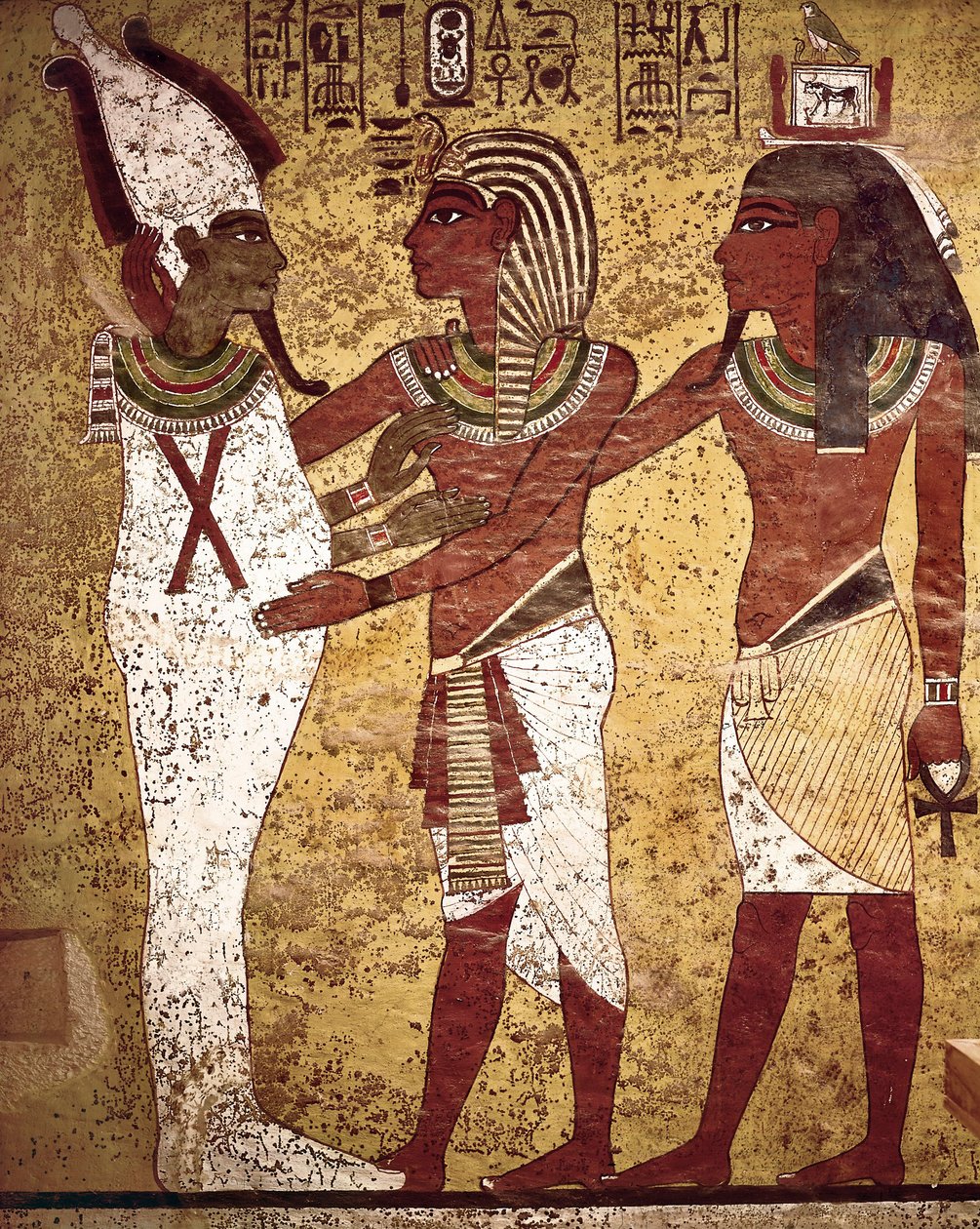 Egyptisk forntid: farao Tutankamun inför guden Osiris. av Egyptian 18th Dynasty