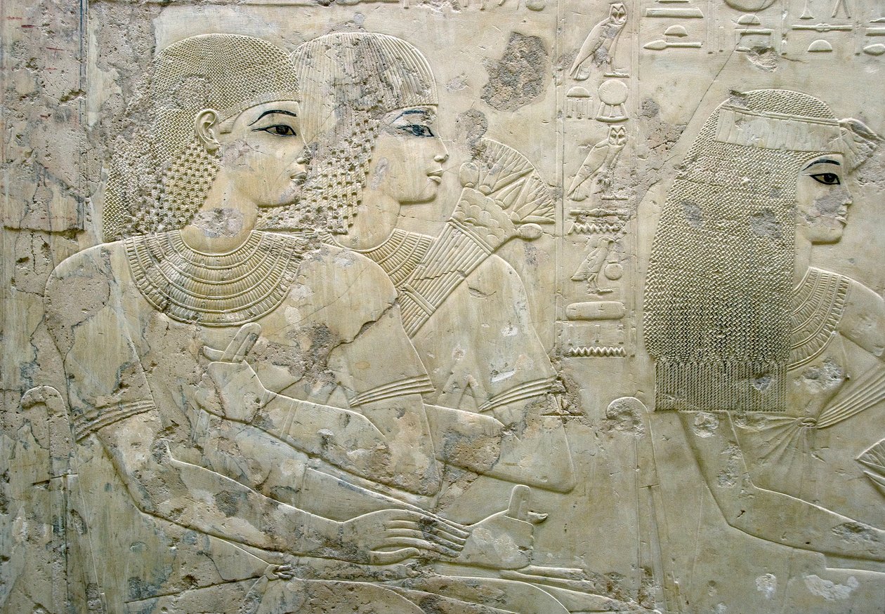 Egyptisk antikviteter: basrelief föreställande gästerna vid en begravningsbankett - Vizir Ramose