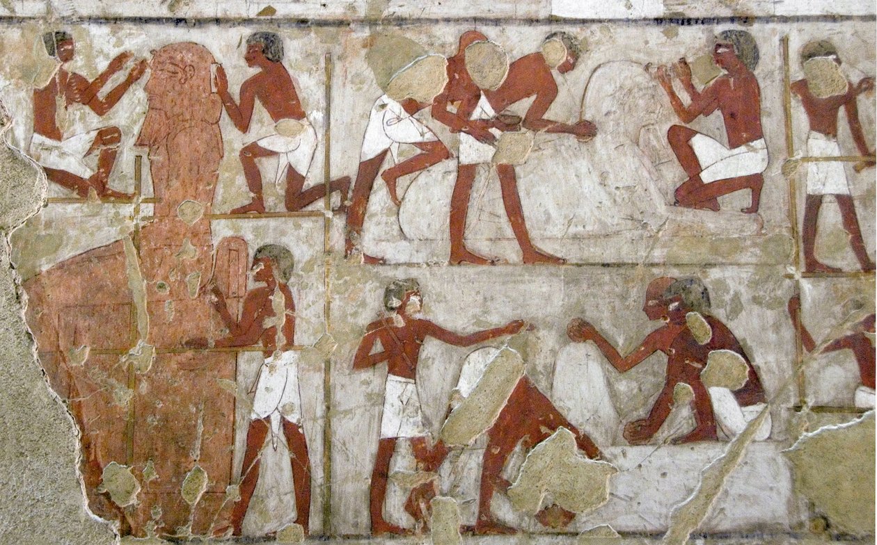 Egyptisk antikvitet: målning som dekorerar Rekhmires grav (TT100), visir från den 18:e dynastin av Egyptian 18th Dynasty