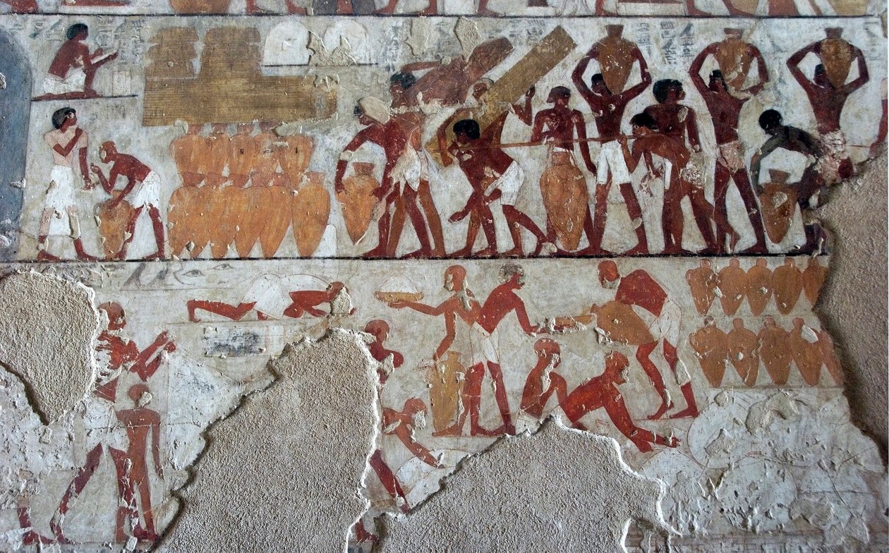 Egyptisk antikviteter: målning som dekorerar Rekhmires grav (TT100), vizir från 18:e dynastin. av Egyptian 18th Dynasty