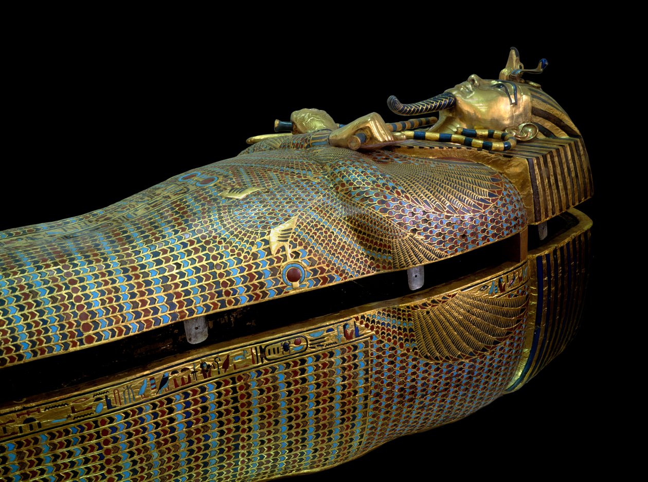 Egyptisk antiken: sarkofag av Tuthankamuns skatt (Tutankhamun eller All-Ankh-amun) av Egyptian 18th Dynasty