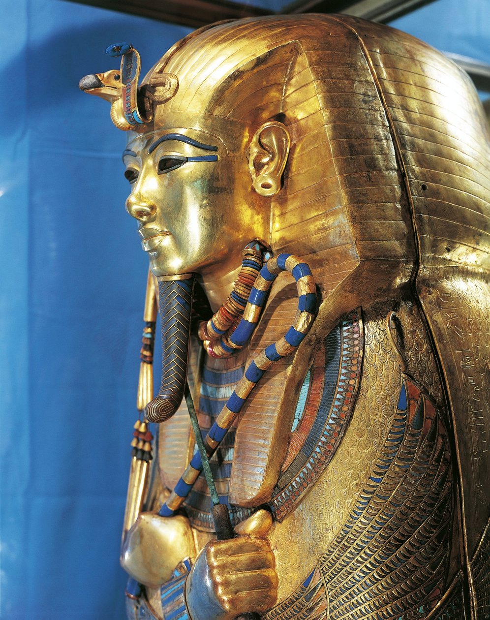 Egyptisk civilisation, Tutankhamens sarkofag, dekorerad i guld och halvädelstenar av Egyptian 18th Dynasty
