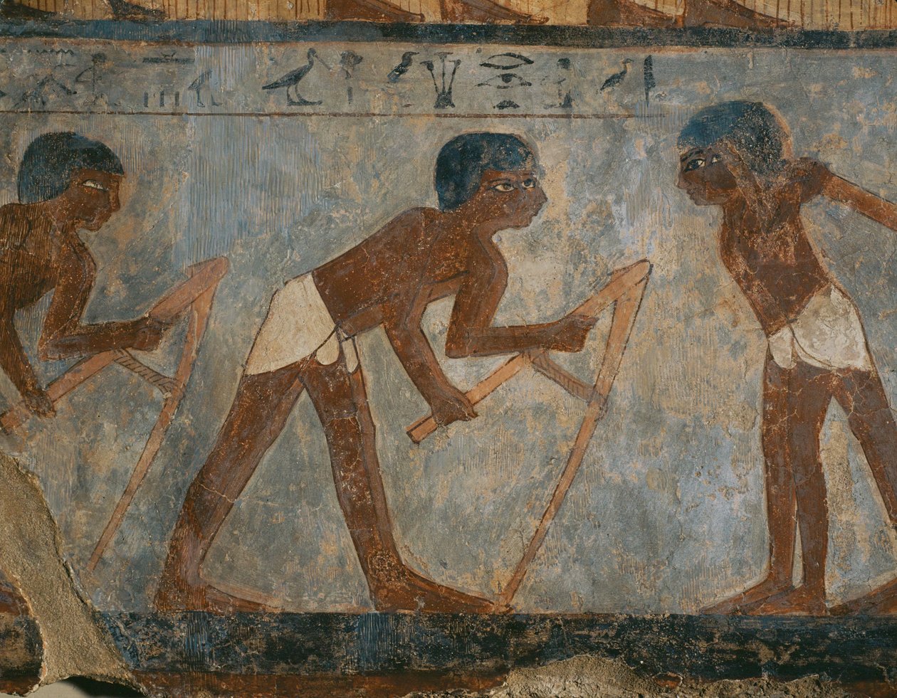 Lantarbetare på fälten (muralmålning) av Egyptian 18th Dynasty