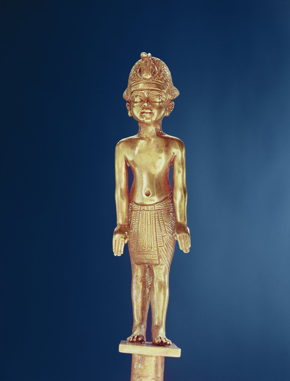 Figur av kungen, från Tutankhamons grav (ca 1370-1352 f.Kr.) Nya kungariket (guld) av Egyptian 18th Dynasty