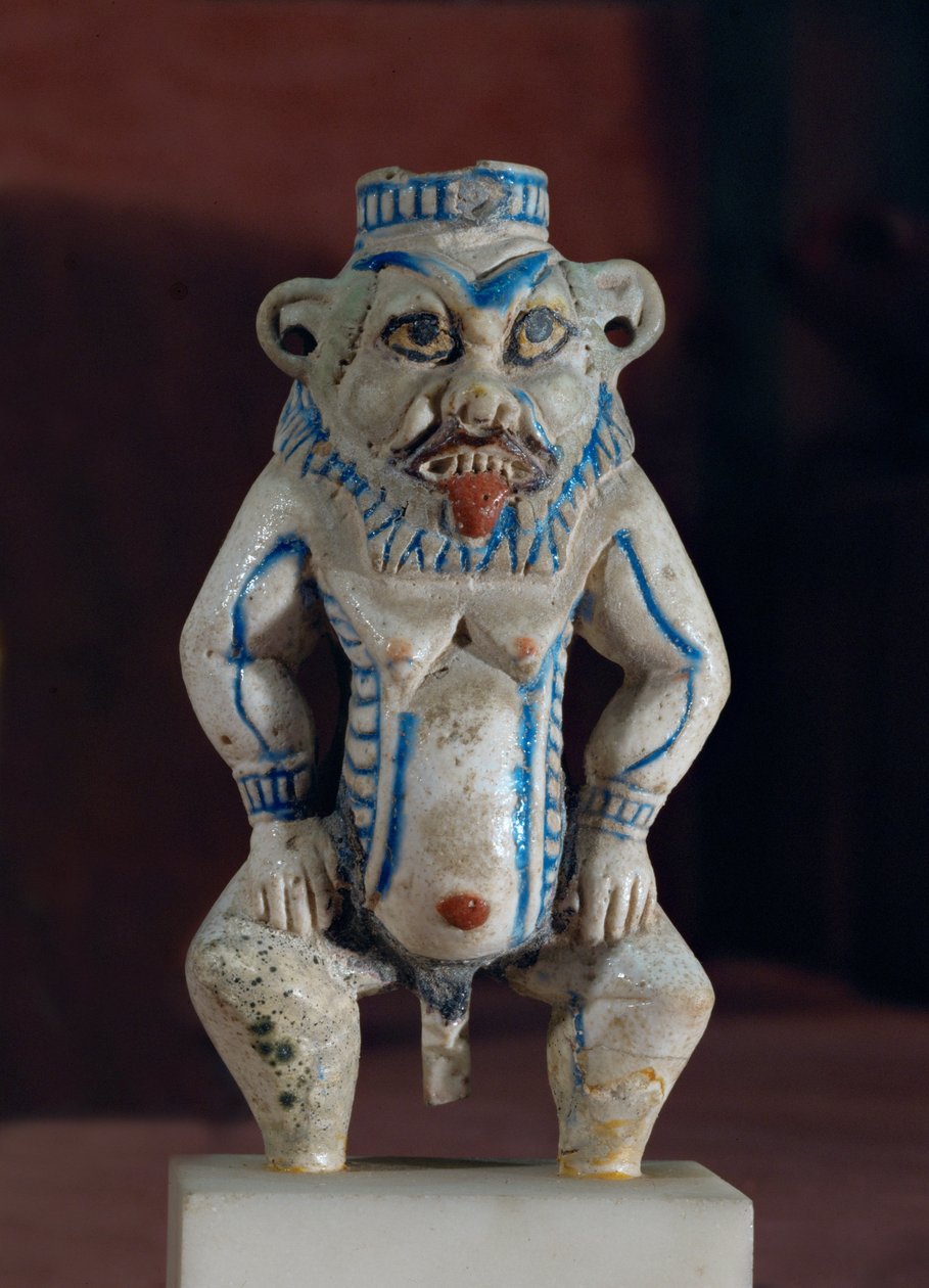 God Besh som en kruka för förvaring av khol, eyelinern... av Egyptian 18th Dynasty