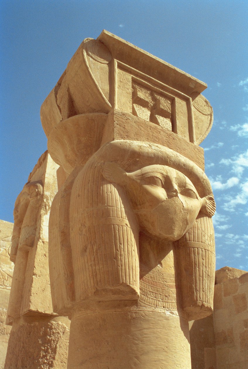 Hathor-huvudkolumn, från Hathors kapell, Hatshepsuttemplet, Nya kungariket, ca 1552-1296 f.Kr. av Egyptian 18th Dynasty