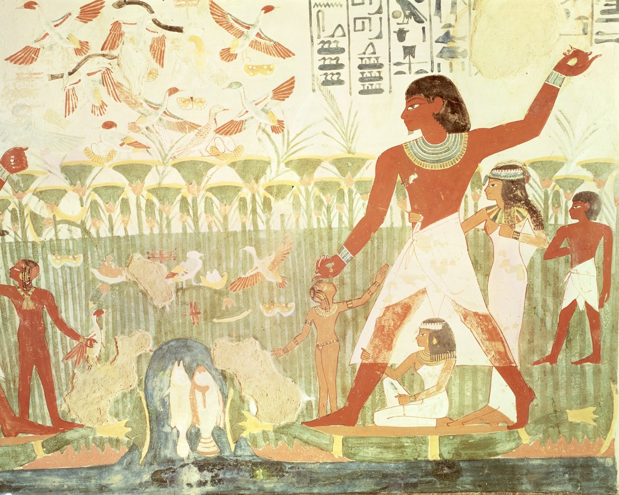 Jakt och fiske, från Nakhts grav, New Kingdom (väggmålning) av Egyptian 18th Dynasty