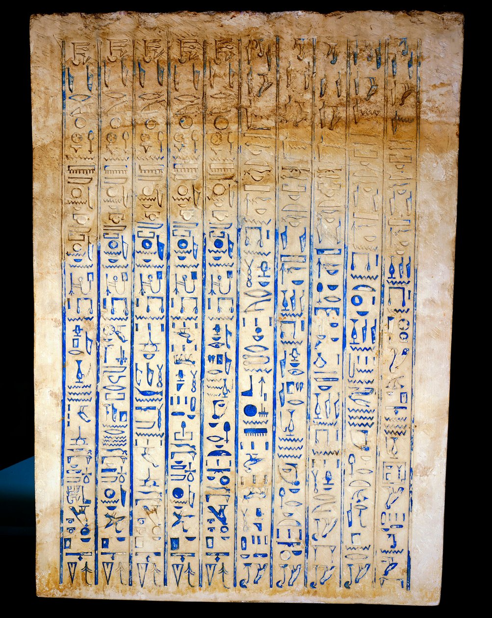 Inskriptioner på den bakre sidan från Nya riket av Egyptian 18th Dynasty