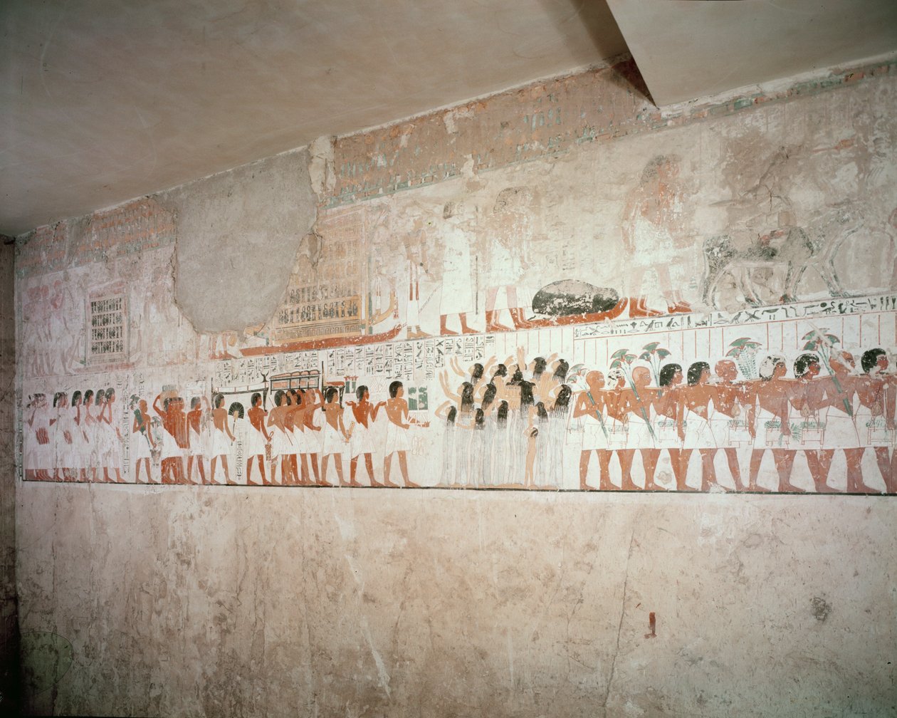 Interiör av Ramoses grav, Nya kungariket, c.1360 f.Kr. (väggmålning) av Egyptian 18th Dynasty