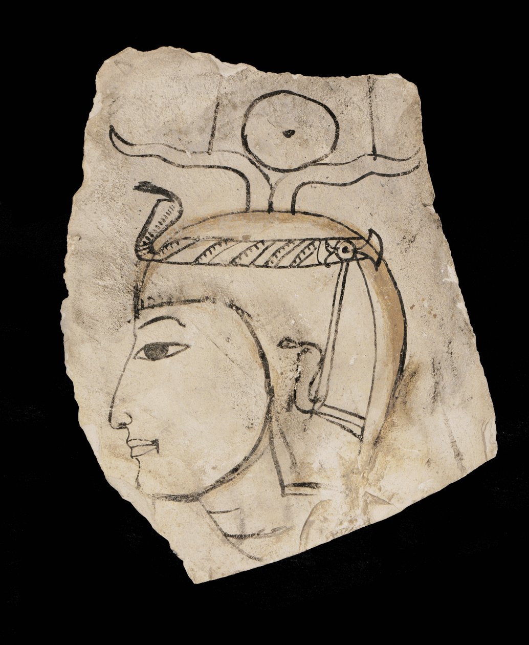 Ostrakon med porträtt av farao Amenhotep I, vördad beskyddare av hantverkarna i Deir el Medina ... av Egyptian 18th Dynasty