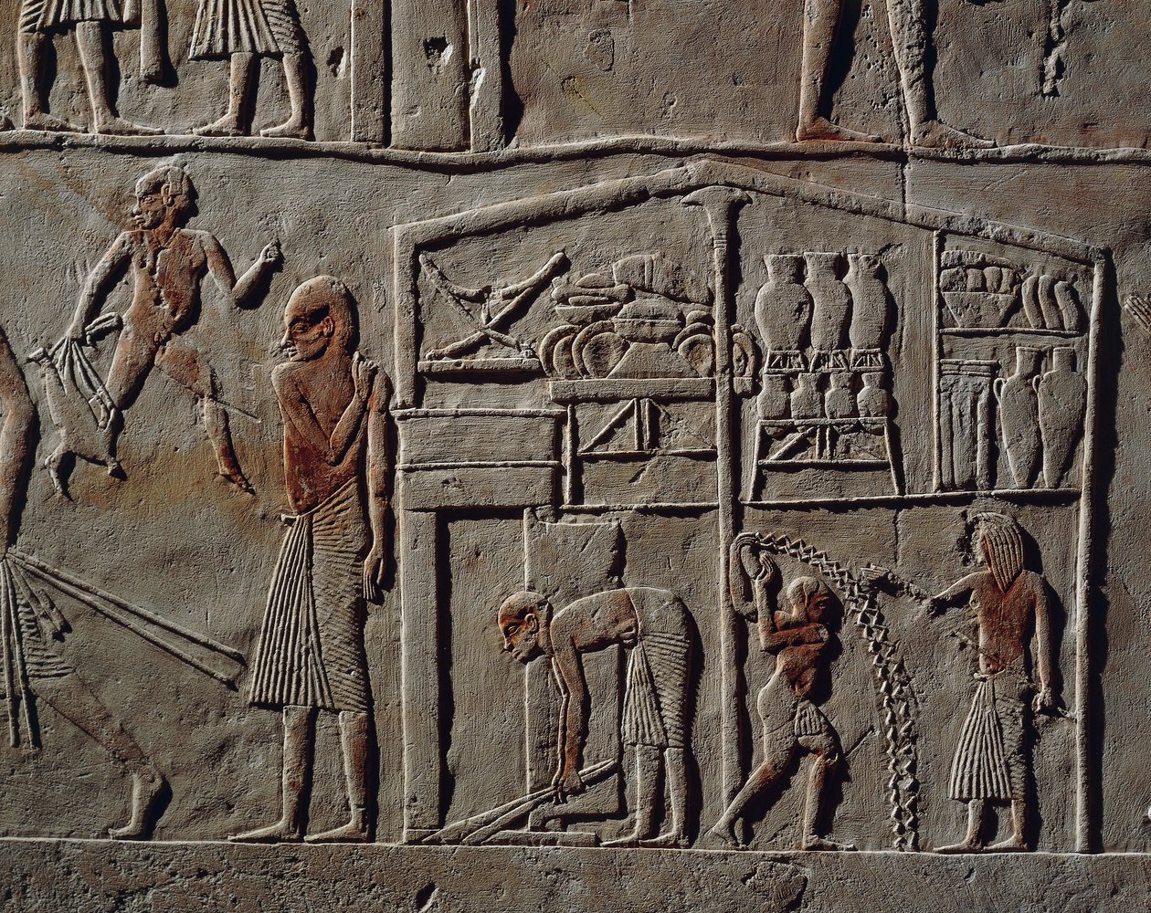 Paviljong för högt uppsatt officer eller överbefälhavare, Relief, Horemhebs grav, Saqqara, Egyptisk civilisation, Nya riket, XVIII:e dynastin av Egyptian 18th Dynasty