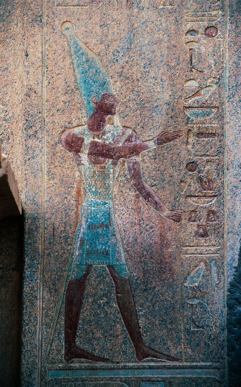 Farao med krona i Övre Egypten, Hatshepsuts dödstempel, Deir el-Bahari, Theban Necropolis (UNESCO:s världsarvslista av Egyptian 18th Dynasty