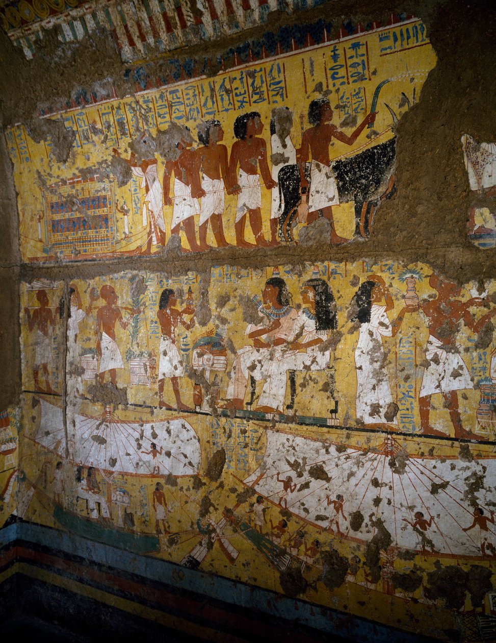 Rekonstruktion av Maias kapell, Deir el-Medina, lera och målad stuckatur, Egyptisk civilisation, Nya riket, XVIII:e dynastin av Egyptian 18th Dynasty