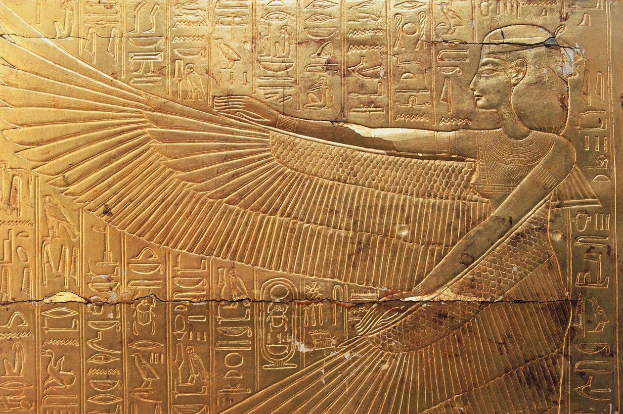 Relief från den bakre yttre panelen i det andra begravningskapellet, Tutankhamuns skatter, Egypten, Egyptisk civilisation, Nya riket, XVIII:e dynastin av Egyptian 18th Dynasty