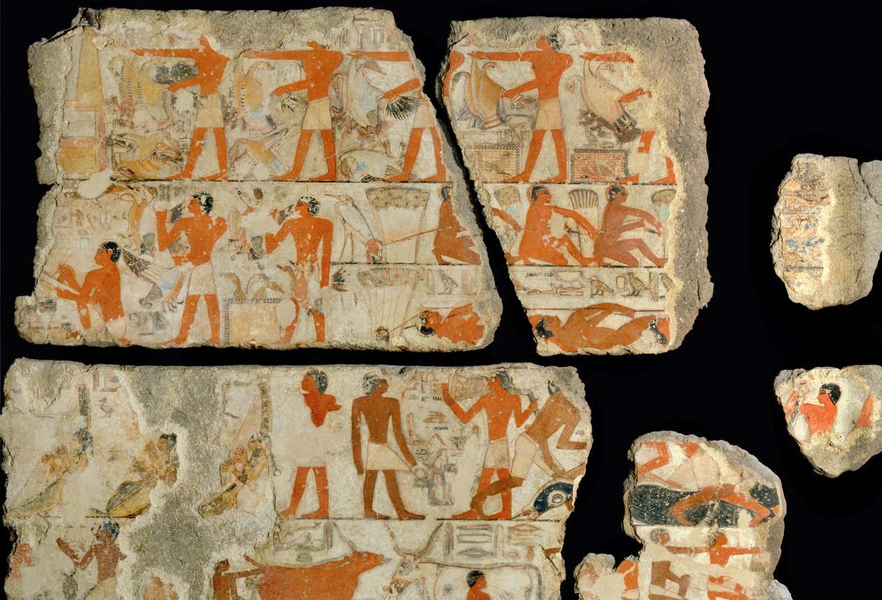 Scen i träsken vid floden Nilen ... av Egyptian 18th Dynasty