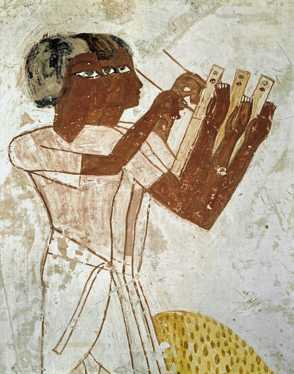 Skriftlärda med vasspennor som mäter och registrerar skörden av Egyptian 18th Dynasty