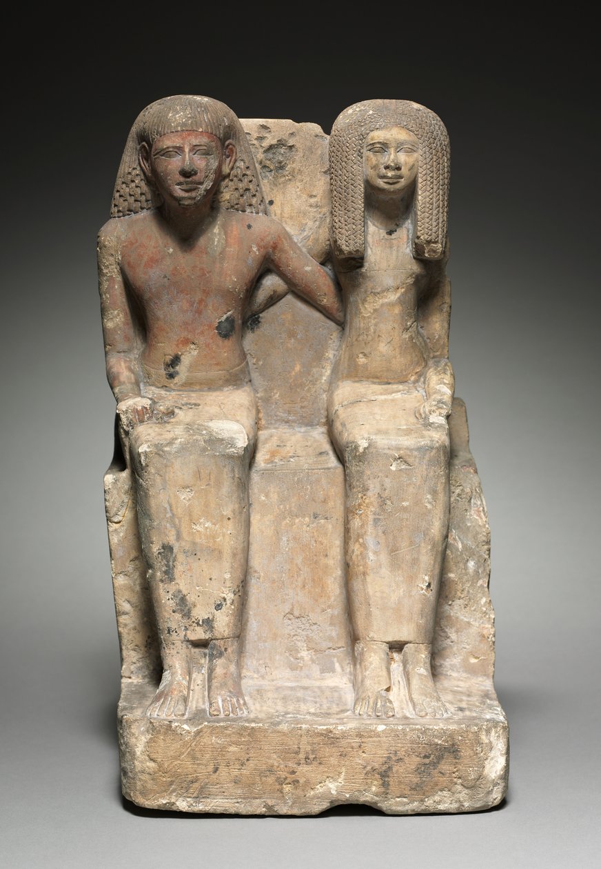 Sittande par staty, ca 1479-1425 f.Kr av Egyptian 18th Dynasty