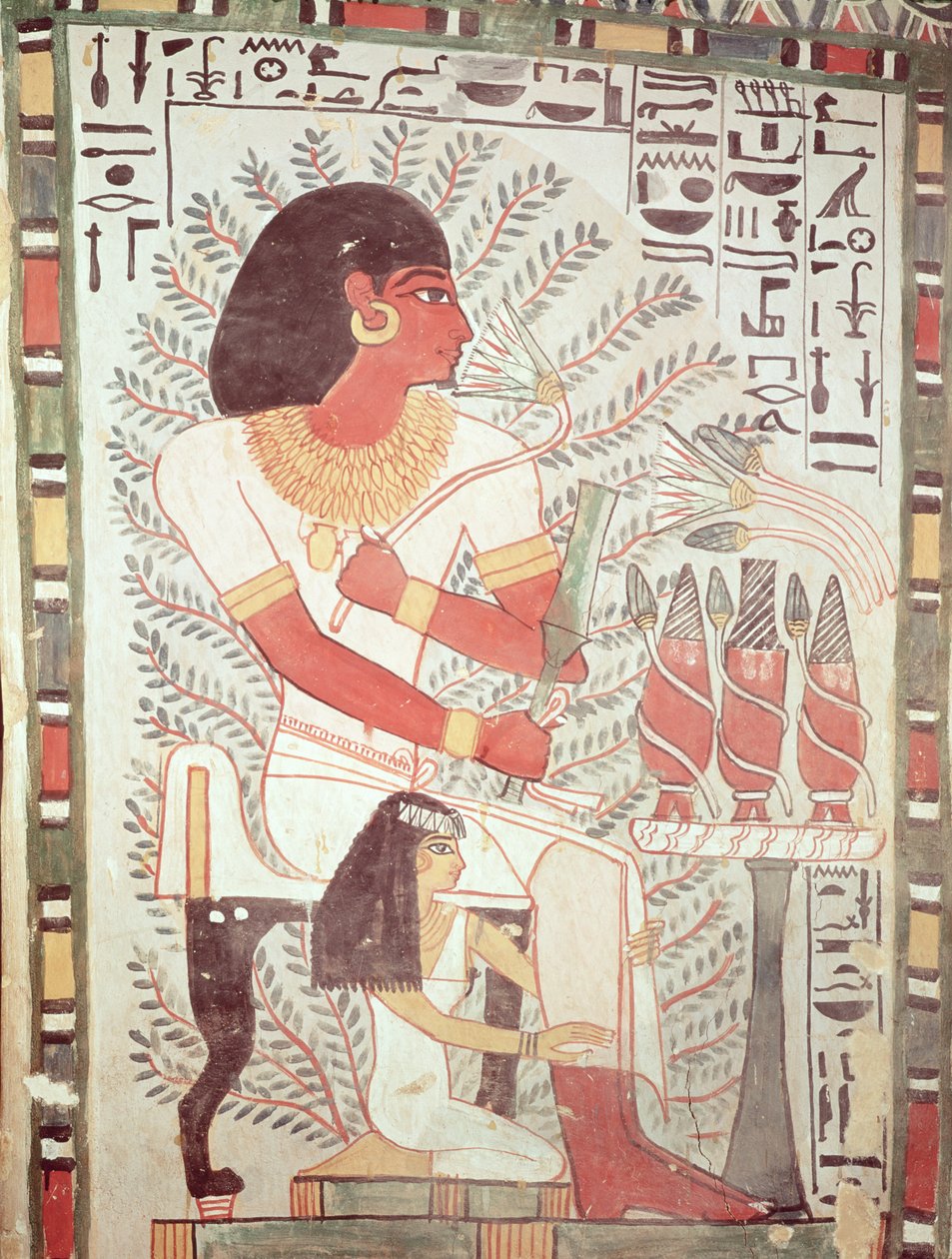 Sennefer sittande med sin fru, Meryt, från Tomb of Sennefer, New Kingdom (väggmålning) av Egyptian 18th Dynasty