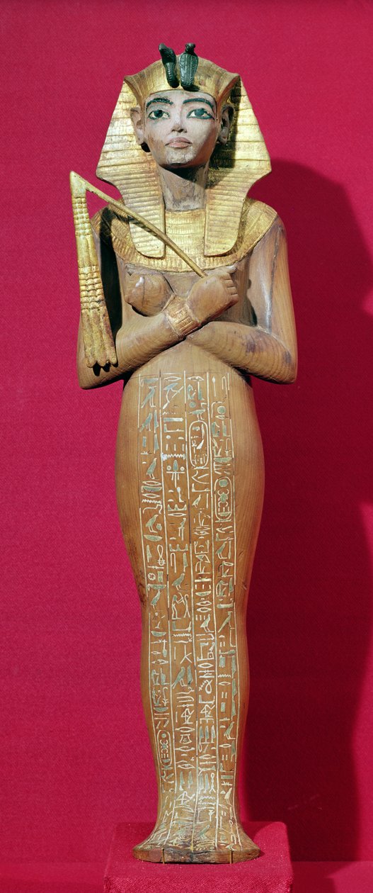 Shabti-figur av kungen från Tutankhamons grav (ca 1370-1352 f.Kr.) Nya kungariket (målat trä) av Egyptian 18th Dynasty