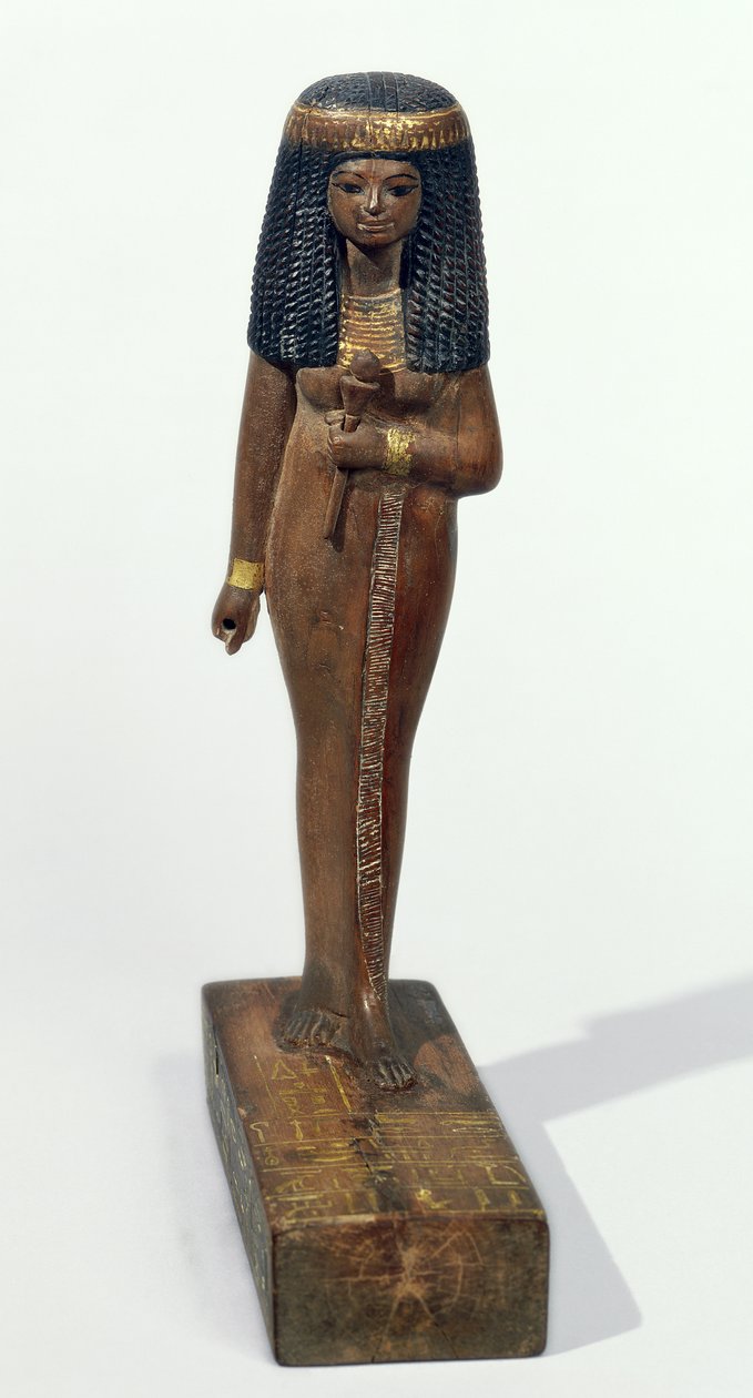 Staty of the Lady Nay, New Kingdom (furu med guldfaner) av Egyptian 18th Dynasty