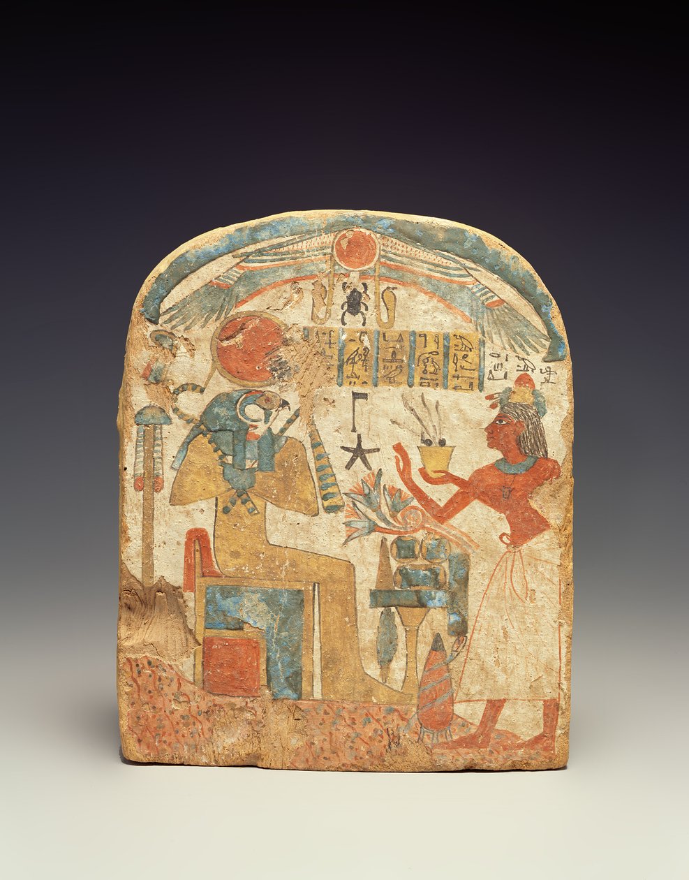 Stelae föreställer den avlidne före Horus, från Luxor, New Kingdom (målat trä) av Egyptian 18th Dynasty