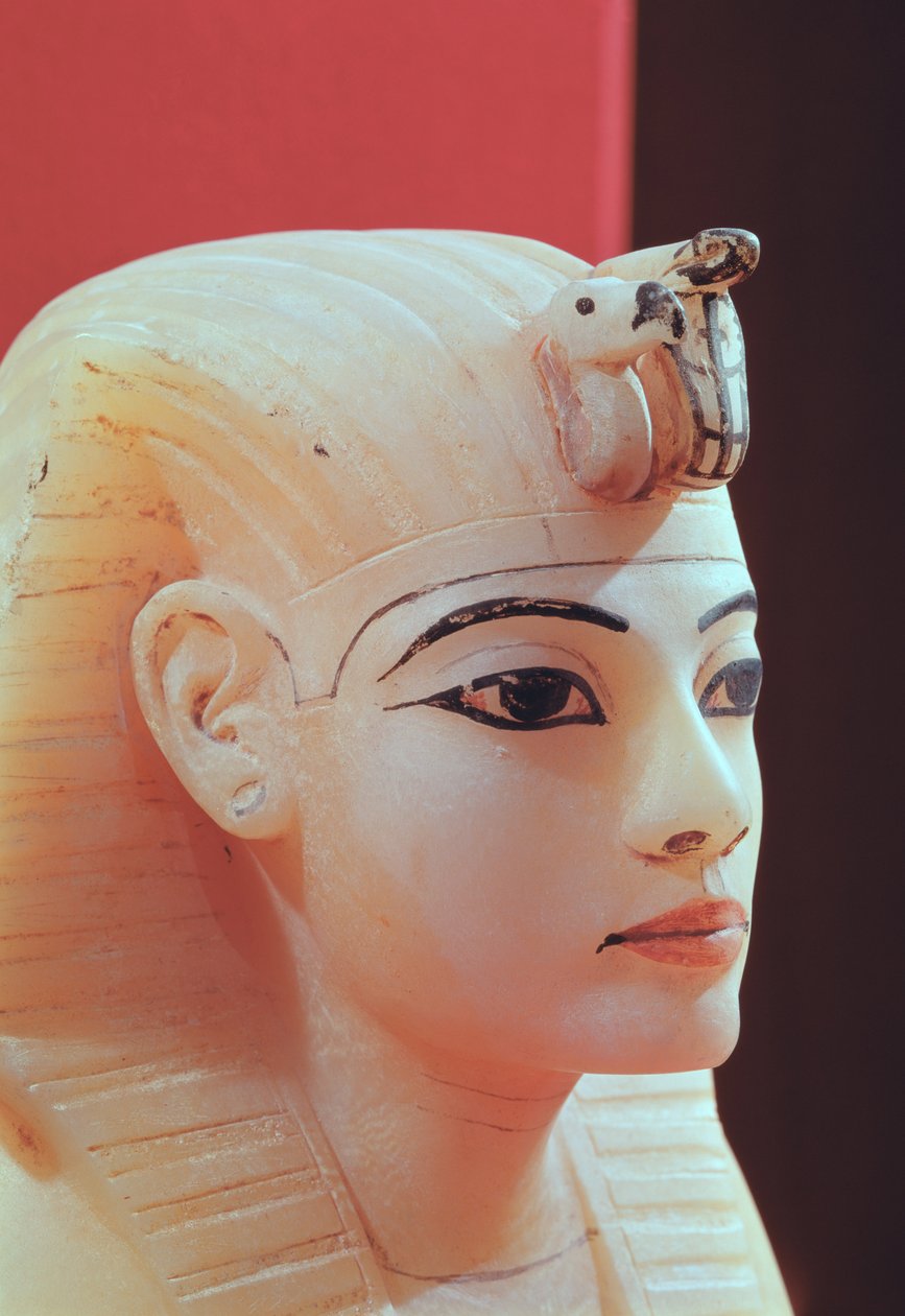 Propp från en av urnorna, från Tutankhamons grav (ca 1370-52 f.Kr.) Nya kungariket (alabaster) av Egyptian 18th Dynasty
