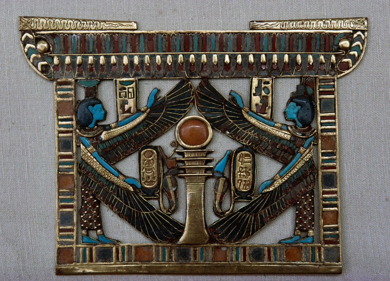 Tempelformad bröstplatta, Tutankhamuns skattkammare, Egypten, Egyptisk civilisation, Nya riket, XVIII:e dynastin av Egyptian 18th Dynasty