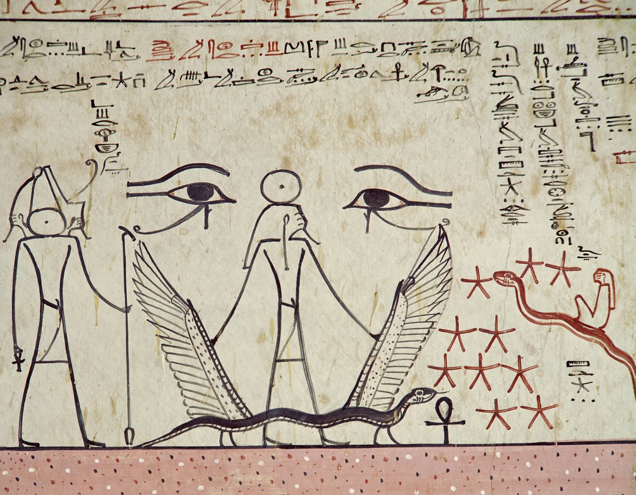De två mystiska ögonen, från Tuthmosis III:s grav (ca 1504-1450 f.Kr.) New Kingdom (väggmålning) av Egyptian 18th Dynasty