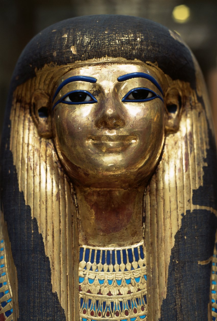 Tjuyas dödsmask, från Yuya och Tjuyas grav, Konungarnas dal, Egypten, Egyptisk civilisation, Nya riket, XVIII:e dynastin av Egyptian 18th Dynasty