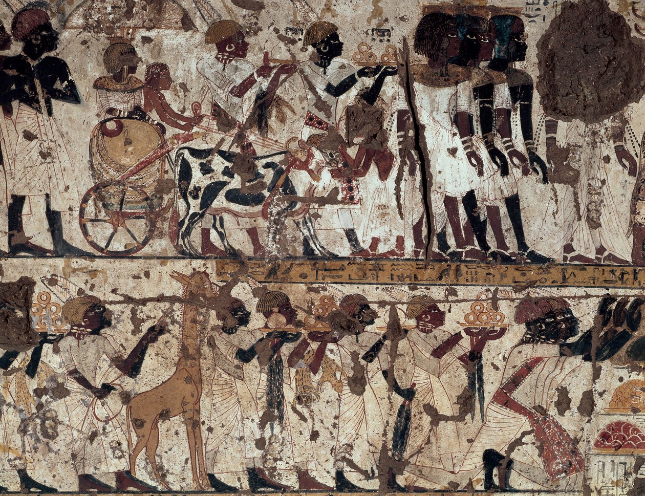 Hyllning till kung Tutankhamuns nubiska adel, Huys grav, Qurnet Murai, Theban Necropolis (Unescos världsarvslista av Egyptian 18th Dynasty