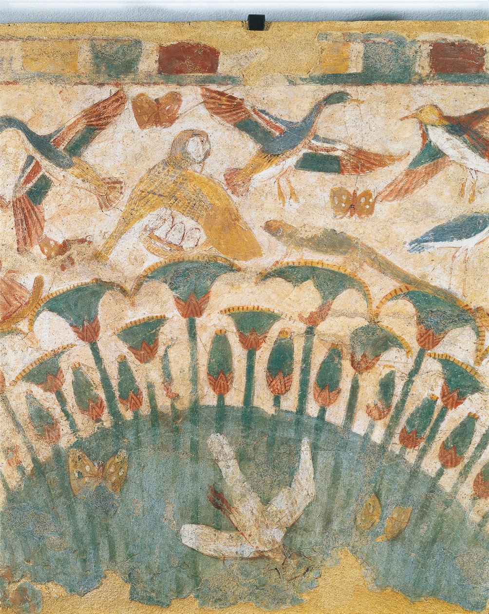 Väggmålning föreställande flora och fauna i träskmarkerna längs Nilen, från Neferheteps grav, detalj av Egyptian 18th Dynasty