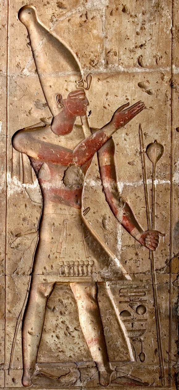 Forntida egyptisk konst: Låg relief på en kolumn i templet Seti I (Stay eller Seti I av Egyptian 19th Dynasty