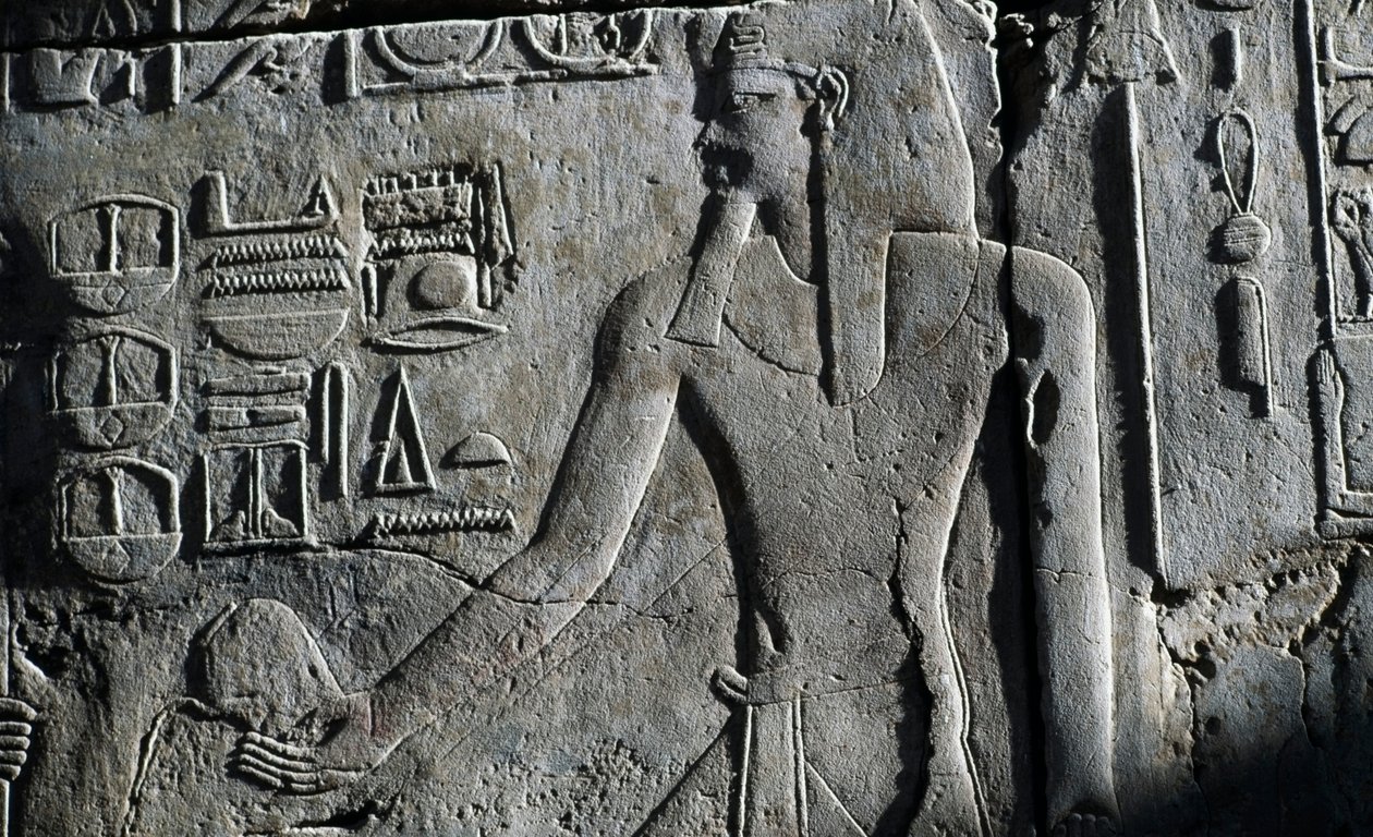 Basrelief, Luxortemplet, Luxor, Thebe (UNESCO:s världsarvslista) av Egyptian 19th Dynasty