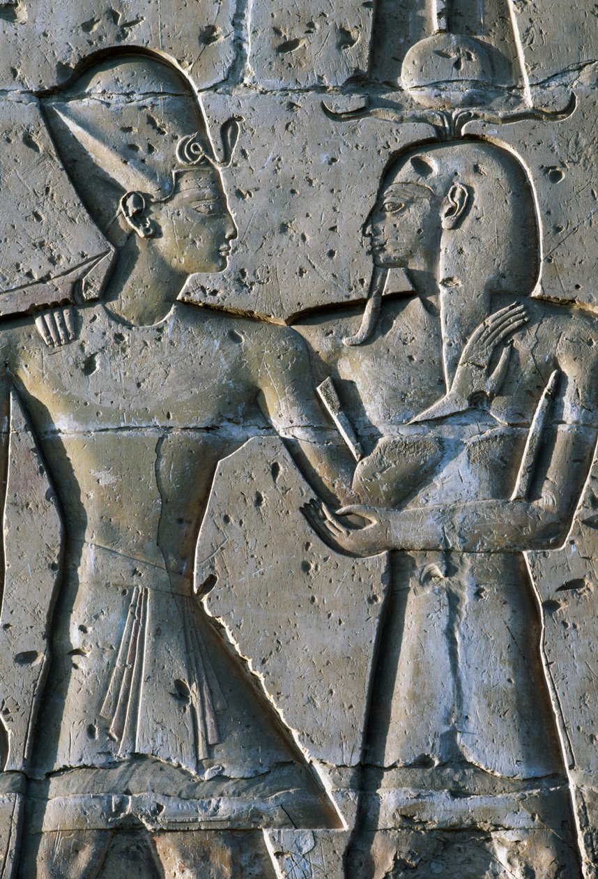Basrelief föreställande farao, Seti I:s tempel, eller Abydos stora tempel, Abydos, Egypten, Egyptisk civilisation, Nya riket, XIX:e dynastin av Egyptian 19th Dynasty