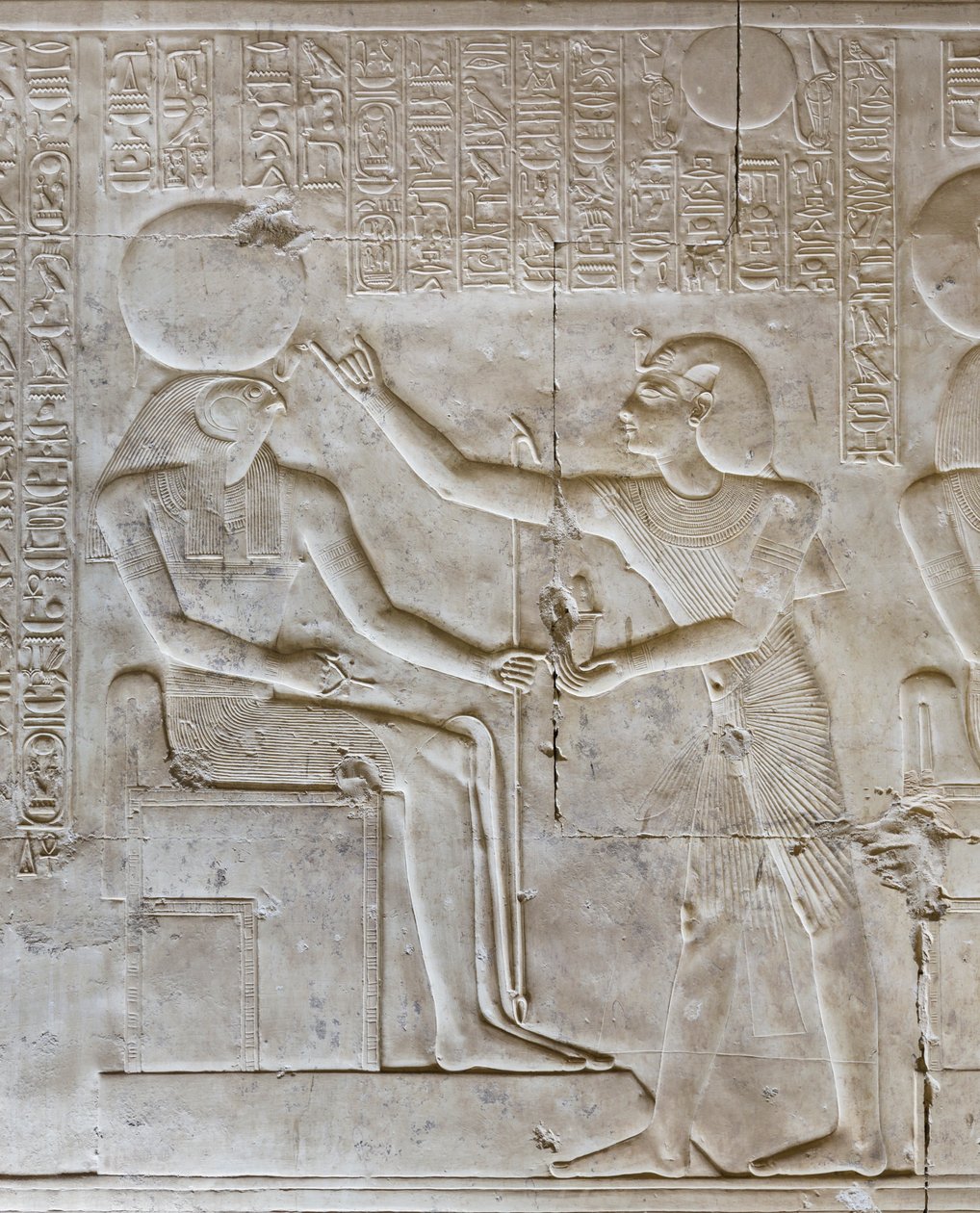 Basrelief, tempel av Seti I, Abydos, Egypten av Egyptian 19th Dynasty