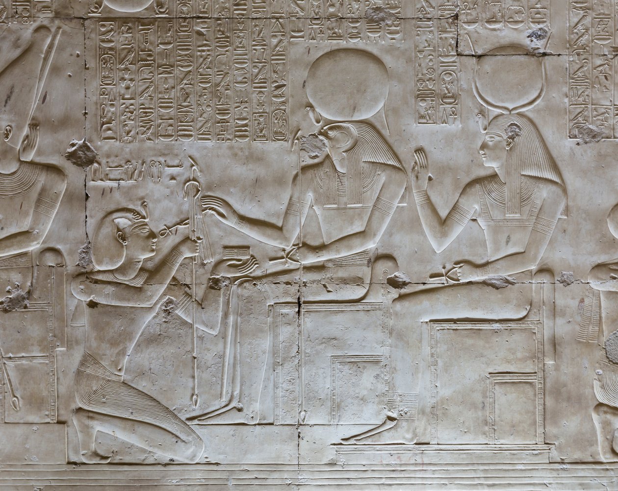 Basrelief, Seti I:s tempel, Abydos, Egypten av Egyptian 19th Dynasty