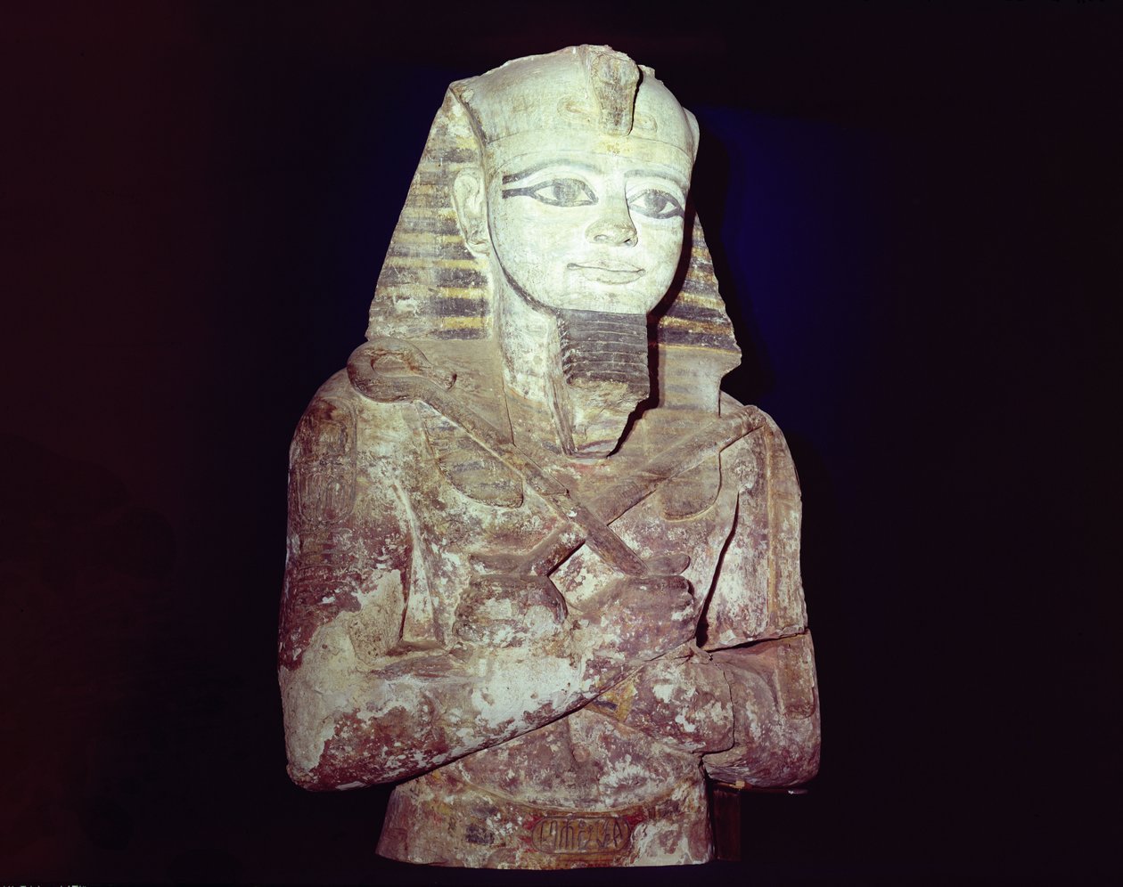 Kolossen av Ramses II (1279-1213 f.Kr.) detalj från en Osiride-pelare, från Gerf Husseins tempel, Nubia, Nya kungariket (sandsten) av Egyptian 19th Dynasty