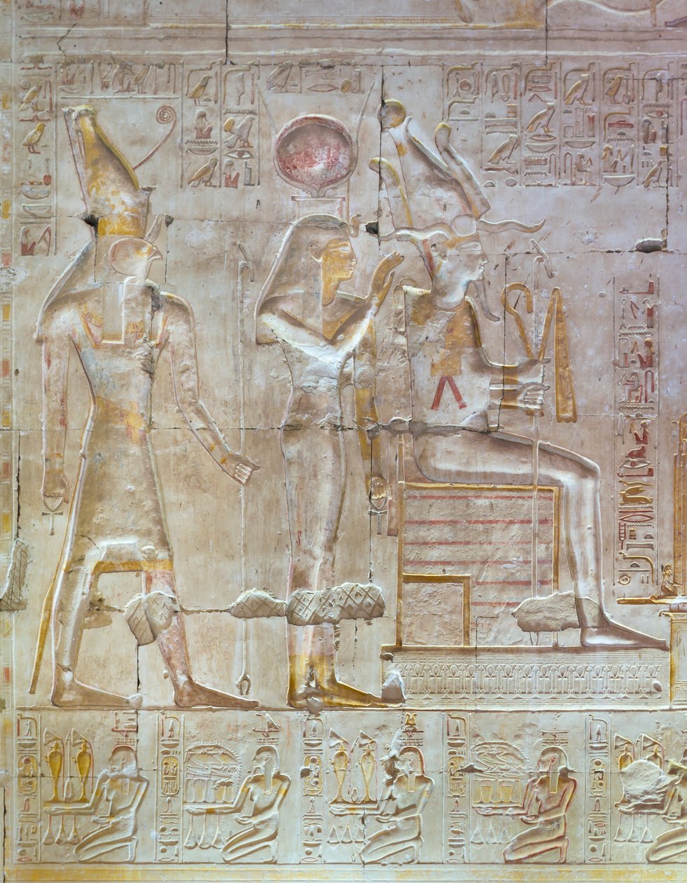 Färgad relief, tempel av Seti I, Abydos, Egypten av Egyptian 19th Dynasty