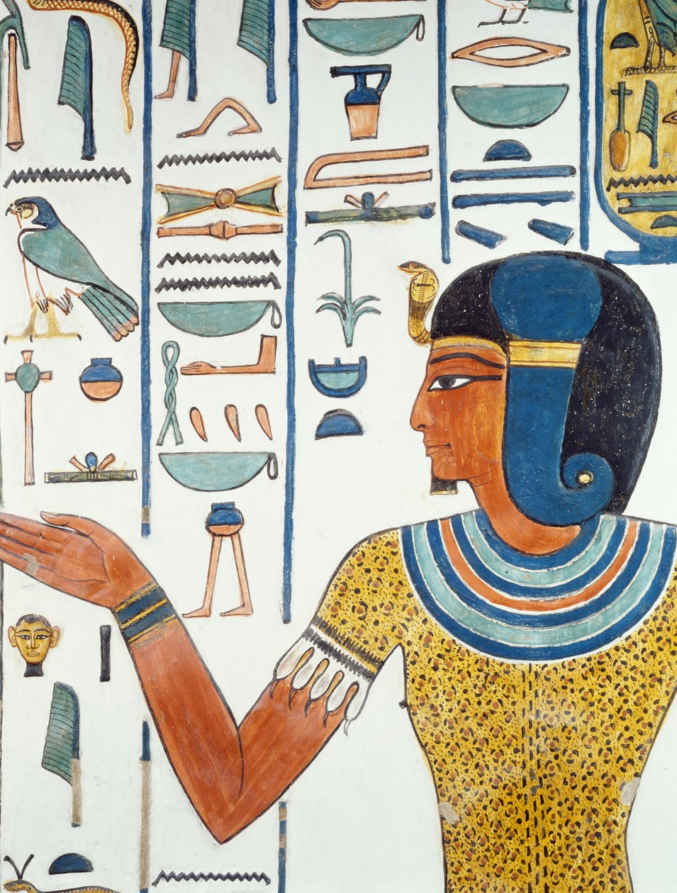 Kolumn med Hornedjitef, detalj av freskerna i Nefertaris gravkammare, Valley of the Queens, Luxor, Thebe (Unescos världsarvslista av Egyptian 19th Dynasty