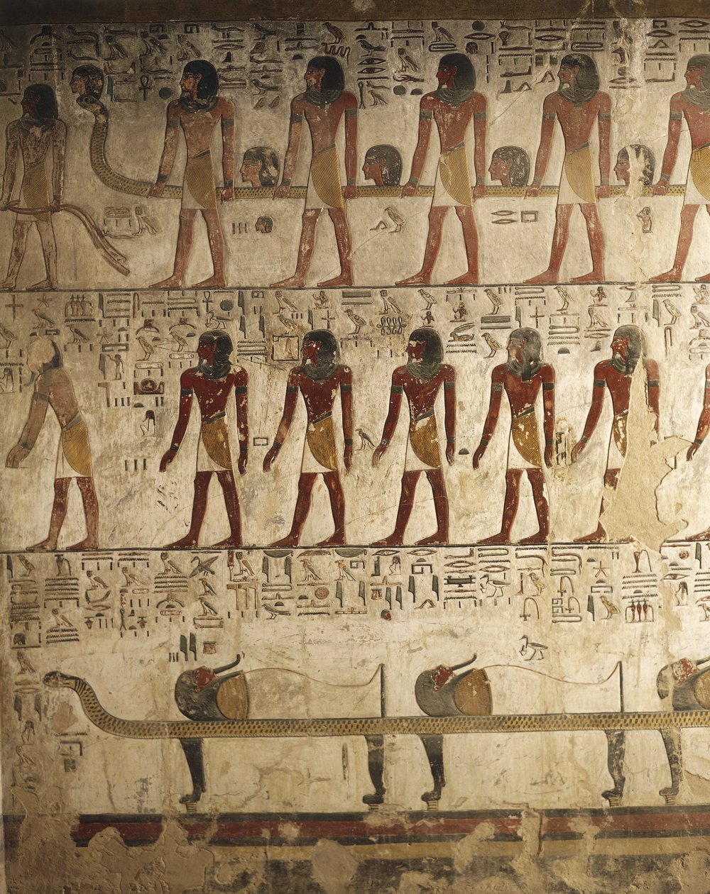 Egypten, Luxor, Konungarnas dal, Seti I:s grav, Relief med målade scener ur Portarnas bok av Egyptian 19th Dynasty