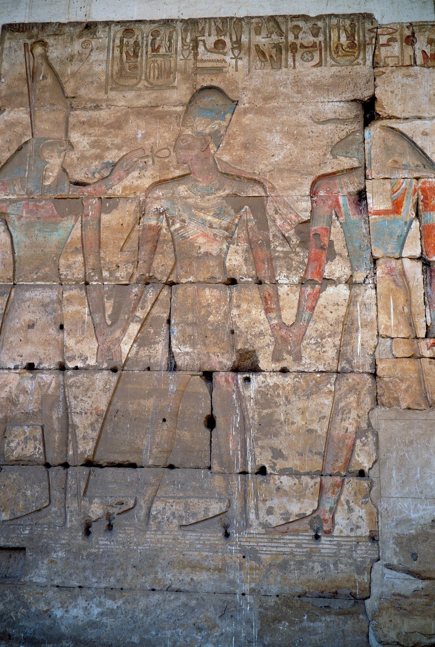 Egyptisk antikvitet: detalj av de låga relieferna av Sethi I-templet i Abydos av Egyptian 19th Dynasty