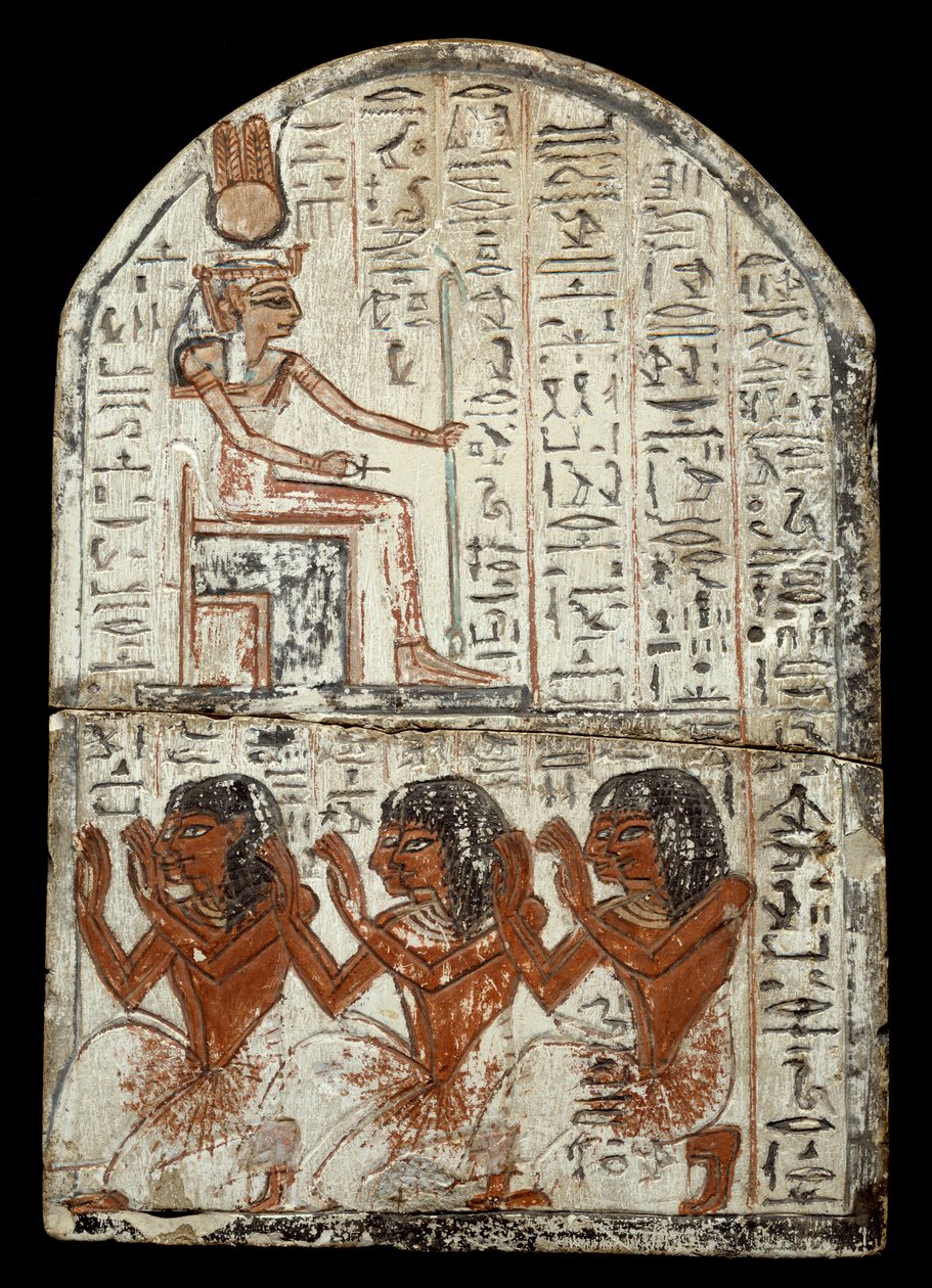 Egyptisk antikvitet: stel av skulptören Ken, hantverkare i Deir el Medineh: representation av gudinnan Renenoutet (matorm). Epoque Ramses II (1290-1224 f.Kr.) Bordeaux, aquitaine museum av Egyptian 19th Dynasty