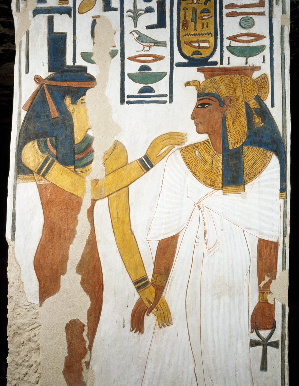 Nefertari, detalj från freskerna i den andra kammaren i Nefertaris grav, Valley of Queens, Luxor, Thebe (Unescos världsarvslista av Egyptian 19th Dynasty
